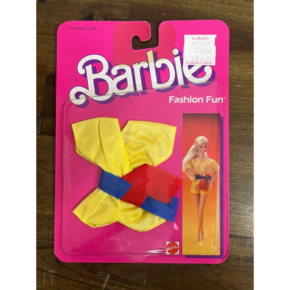 Vintage 1984 Barbie Fashion Fun Yellow Romper Outfit 2090 Mattel NIP New
